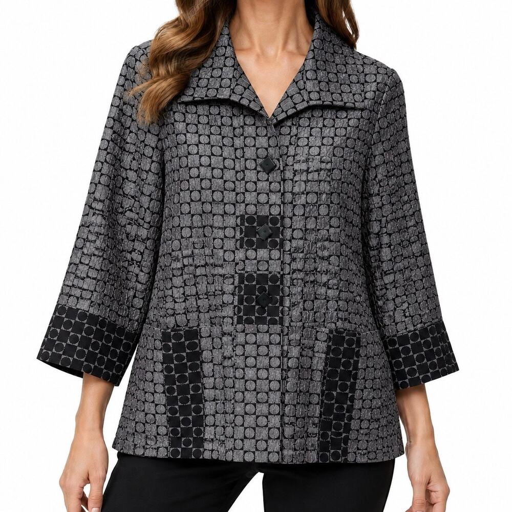 NEW NWOT Moonlight by Y&S Sz Medium Jacket Wearable Art Gray Blouse Shirt Top